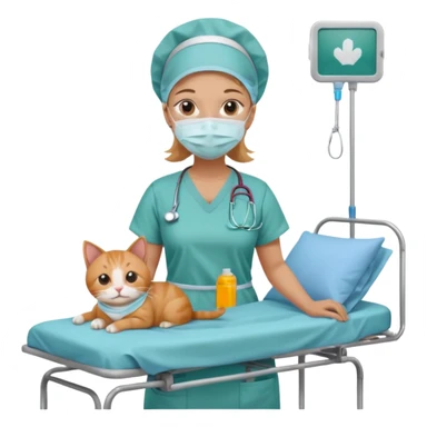 scrub nurse with cats and operation  beds sticker