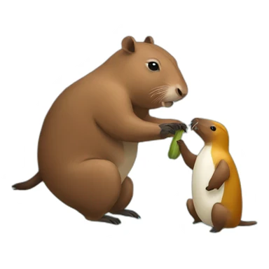 Capibara fights with pelican sticker