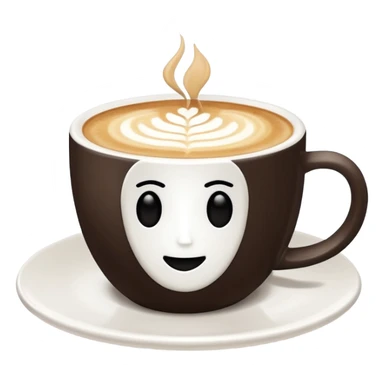 a flat white coffee without a face in a clean white coffee mug witout anyhing on it. there is latte art in the coffee sticker