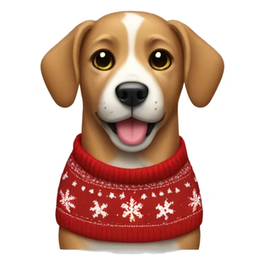 Dog with a ugly Christmas sweater on sticker