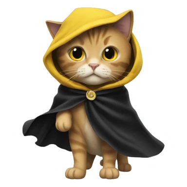 A cat in a black and yellow cape sticker