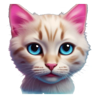 Synthwave kitten in Barbie style, oil paint, epic eyes, intricate lips, exquisite pose, beautiful, desirable, logical sticker