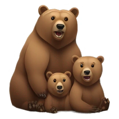 Grizzly bear mama with cub surrounded by mountains sticker