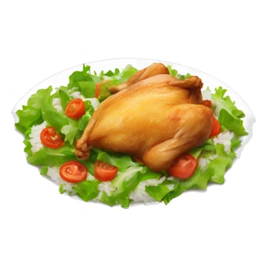 chicken piece with salad an rice sticker