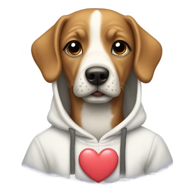 My favourite dog in nice hoodie with heart on his head sticker