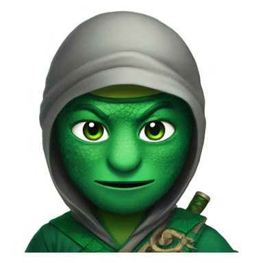 Lizard ninja with emerald eyes sticker