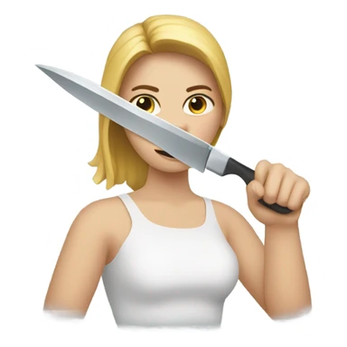 Woman cutting neck sticker