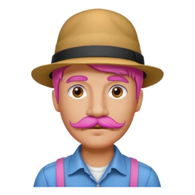 pink-haired mustache man with hat sticker