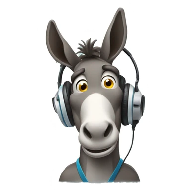 Confused donkey wearing a headset sticker