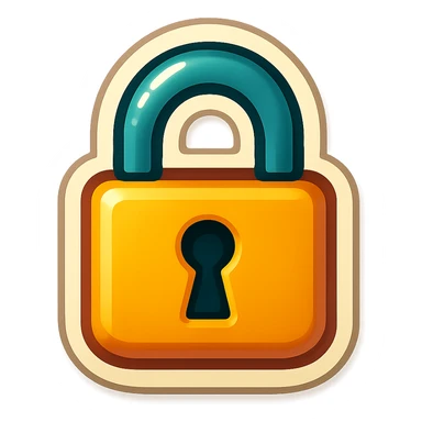 cartoon style sticker of a single lock symbol, simple and clear, no text sticker