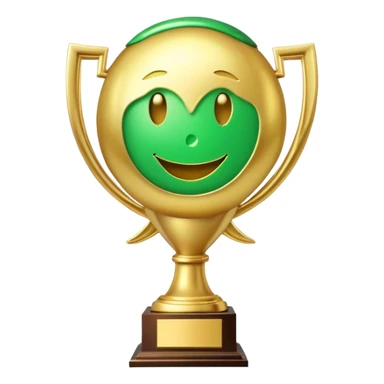 World record trophy that has a green text  bubble message  icon emoji  with a smiley face  sticker