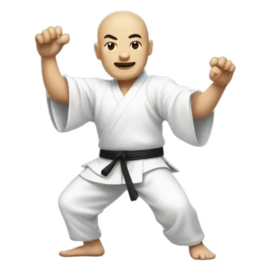 Kung Fu master stands with legs closed, Chinese greeting sticker