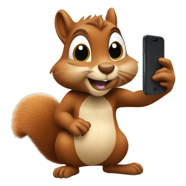 squirrel holding an acorn and a phone taking a selfie  sticker