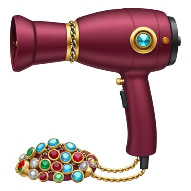burgundy blow dryer covered in jewelry sticker