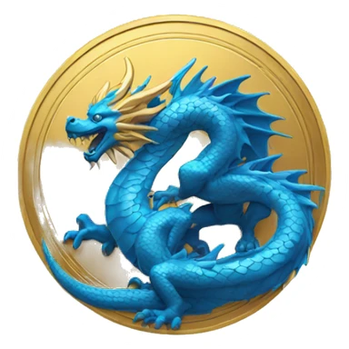 golden coin with a blue dragon sticker