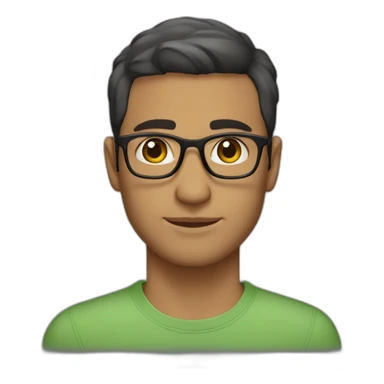 man with short haircut, honey/green eyes color, armenian traits, short beard, white regular skin color and glasses sticker