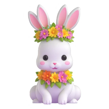 adorable bunny wearing a dress and floral crown sticker