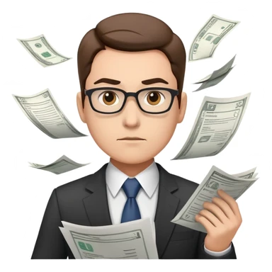 finance person with papers flying around sticker