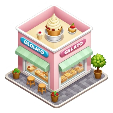 Isometric gelato shop Italy  sticker