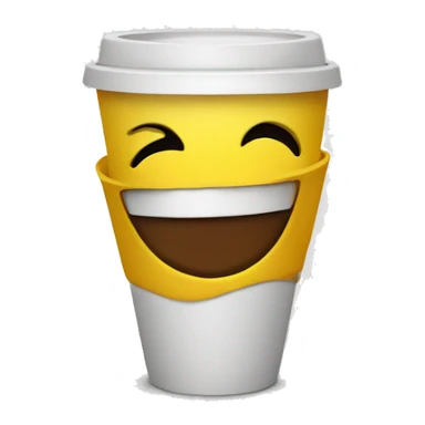 Smiley face emoji with teardeop and with cup a coffee sticker