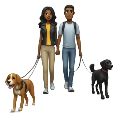 Blacked hair couple walking their dog sticker