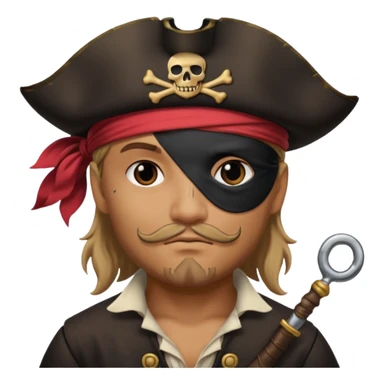 pirate with black eyepatch covering one eye and with only one ye sticker