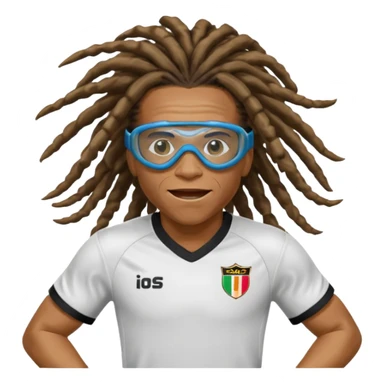 footballer Edgar Davids with signature dreadlocks and sports goggles, energetic expression sticker