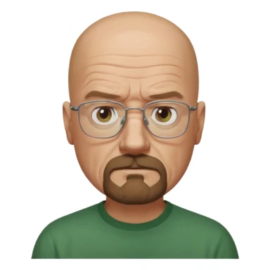 Draw Walter White in glasses, bald head, goatee beard, green shirt & serious expression. sticker