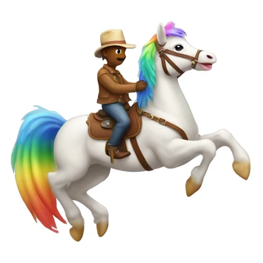 cute duck riding a rainbow horse  sticker