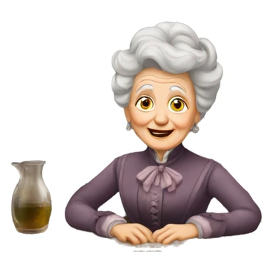 Old lady in victorian saloon sticker