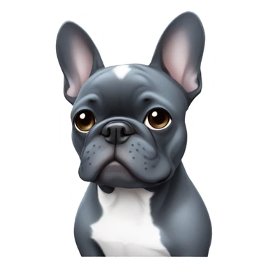Dark grey French bulldog with white chest and blue eyes sticker