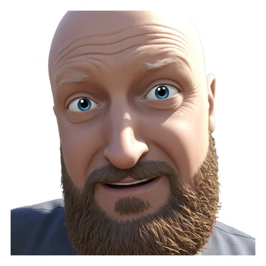 bald man under blue sky sticker