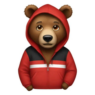 brown bear wearing red and black hoodie sticker