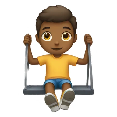 A boy standing behind a swing sticker