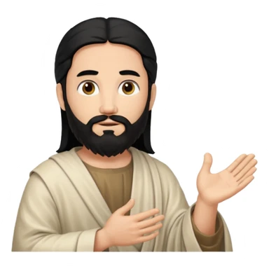 fullbody, head-to-toe, Jesus's apostle Thomas, black hair and black beard, hands down, normal emoji style, facing left sticker