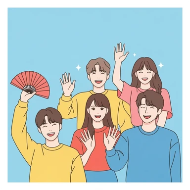 kpop fan wave, cute, expressive, minimal sticker