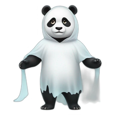 panda wearing a ghost costume sticker