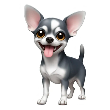 Navy gray smiled Cute mini Chihuahua with a tongue  full body should be displayed  sticker