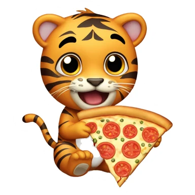 cute tiger eating pizza  sticker