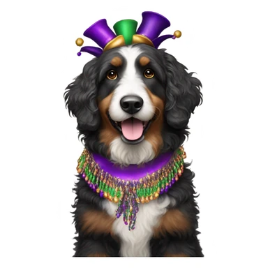 Bernedoodle dressed for Mardi Gras sticker