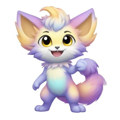 Anthro-Pastel-Gradient-Fantasy-Fur-Sona-Chibi-Shiny-Fakémon full body sticker