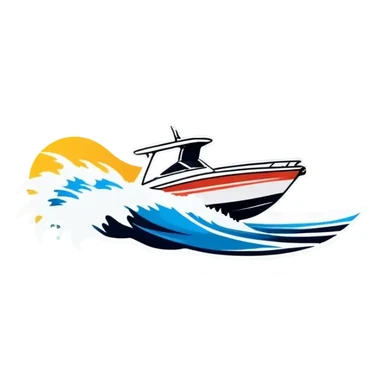 sport boat over wave sticker