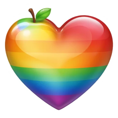 rainbow pride heart with subtle glassy look, apple emoji style, no text sticker