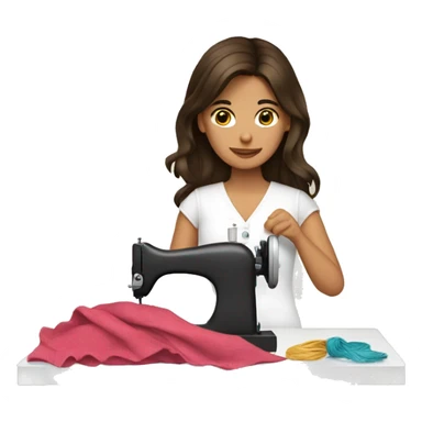 Brunette girl sewing  sticker