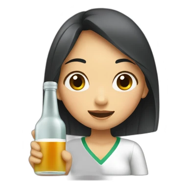 Indonesian girl drinking soju bottle sticker