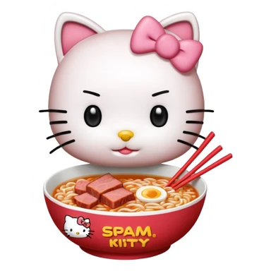 Hello Kitty enjoying SPAM ramen sticker