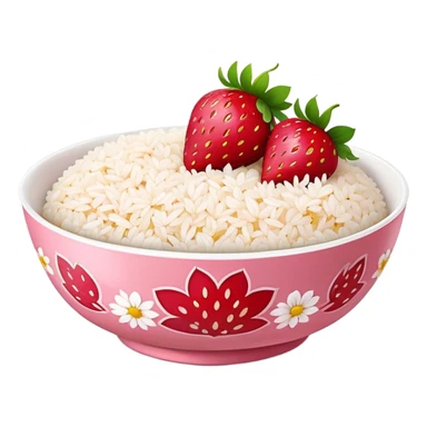 strawberry in rice with chicken inside of a beautiful flowe design bowl sticker