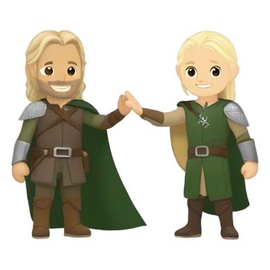 Aragorn and Legolas giving each other high fives sticker