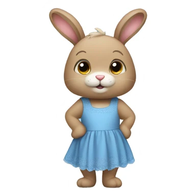  bunny as teddy with blue dress  sticker