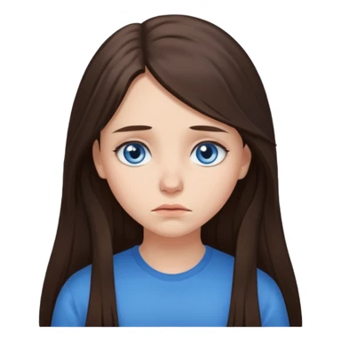 sad brunette long hair blue eyed girl  sticker